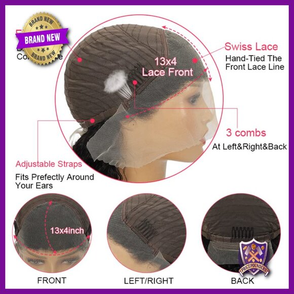 Deep Wave Lace Front Wig 180 Density 13x4 HD Transparent Glueless Human Hair